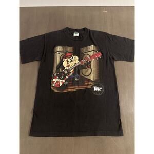 Rare 90s Looney Tunes Tasmanian Devil Rock & Roll Tour T-Shirt Cartoon Graphic